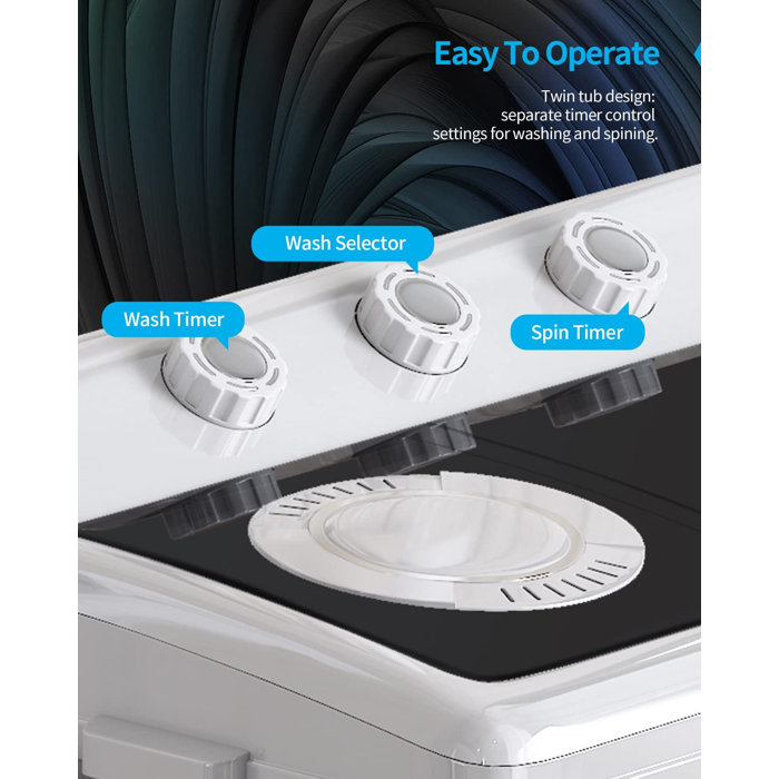 TABU 28LBS Portable Washing Machine With Drain Pump, 2 in 1 Twin Tub